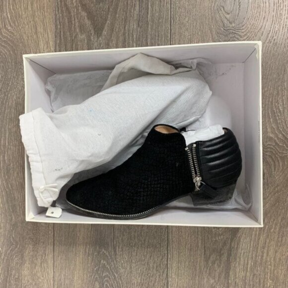 Senso Britney V Boots Booties Biker Moto Snakeskin Embossed Zipper Leather Black - Picture 8 of 16